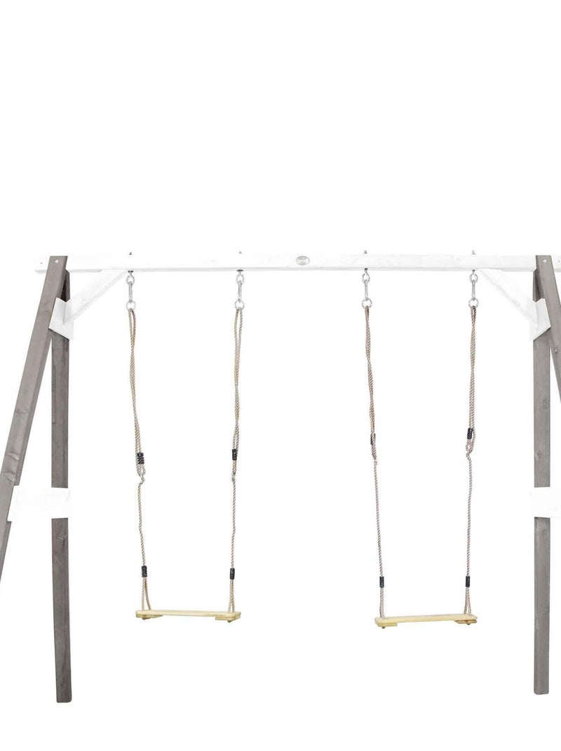 Portique double : 2 balançoires, en bois, gris/blanc Axi Noir Gris Blanc - Kiabi