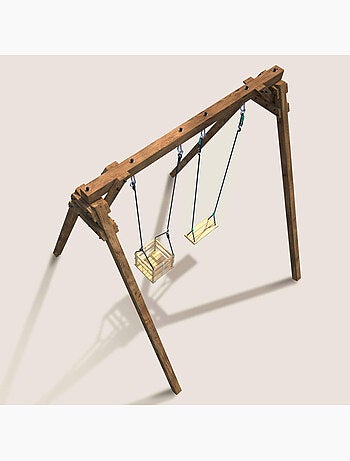 Portique en bois carré 2 agrès avec balançoire bébé AMBRE