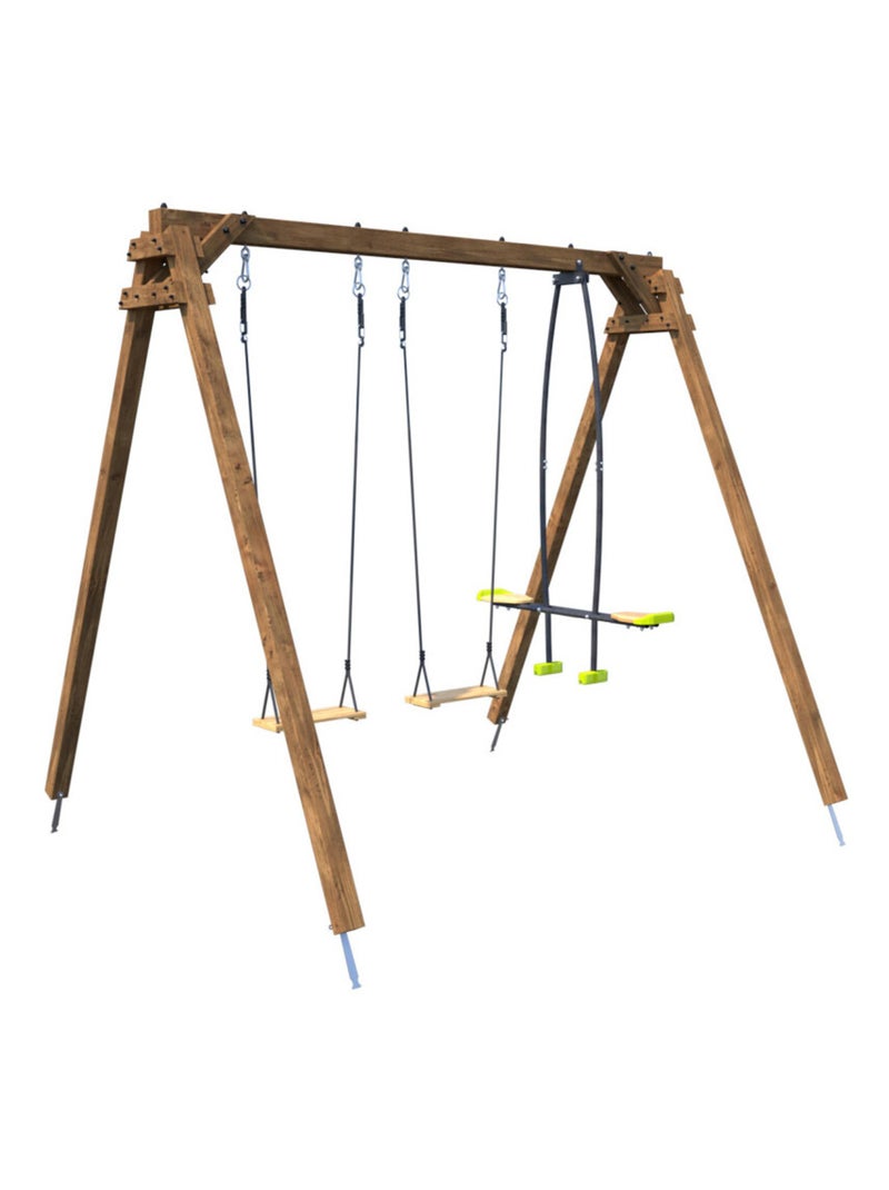 Portique en bois carré avec face-à-face et deux balançoires – Gautier N/A - Kiabi