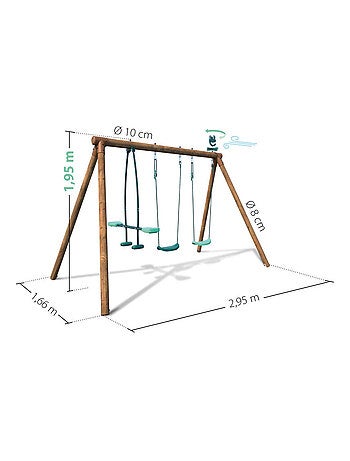 Portique en bois rond 3 agrès avec face à face PACCO