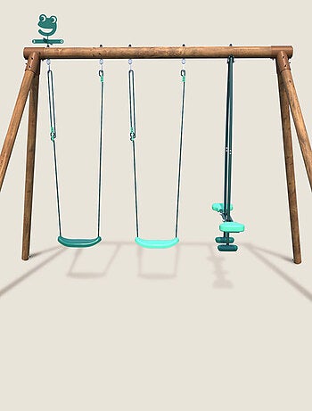 Portique en bois rond 3 agrès avec face à face POLO
