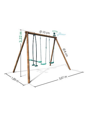 Portique en bois rond 3 agrès avec face à face POLO