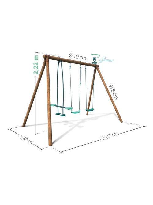 Portique en bois rond 3 agrès avec face à face POLO - Kiabi