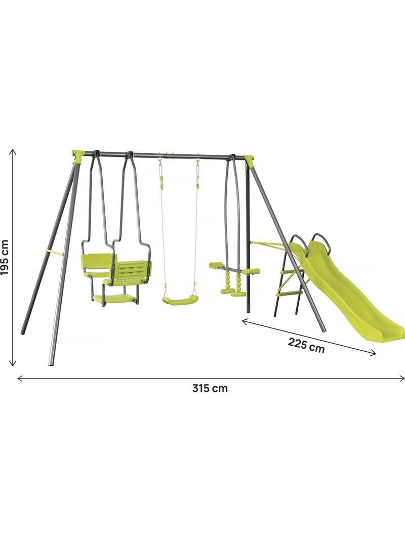 Portique en métal avec toboggan Vert - Kiabi