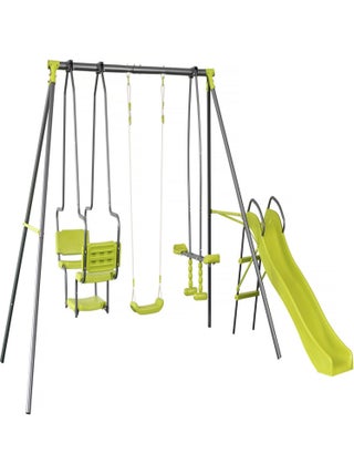 Portique en métal "Ludo II" avec 4 agrès - 315 x 225 x 195 cm - Vert