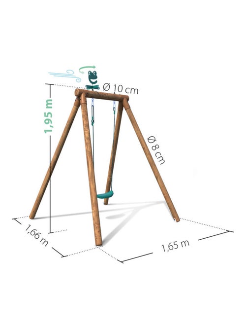 Portique simple une place en bois rond HANNA - Kiabi