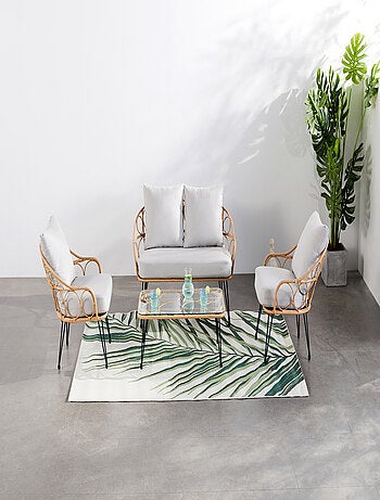 Porto - Salon de jardin résine rotin 4 places