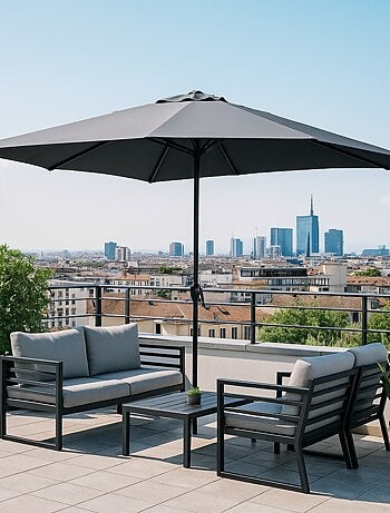 PORTOFINO Parasol marron rond 2,94 x 2,94 m