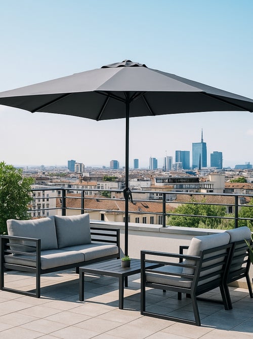 PORTOFINO Parasol gris rond 2,94 x 2,94 m - Kiabi