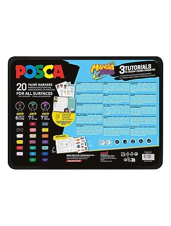 POSCA - Mallette Métal Manga Hero - 20 Marqueurs Peinture Acrylique