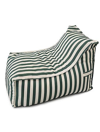 POSITANO - Pouf d’extérieur rayé jaune en tissu déperlant – 100x65x65 cm