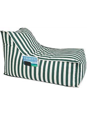 POSITANO - Pouf d’extérieur rayé jaune en tissu déperlant – 100x65x65 cm