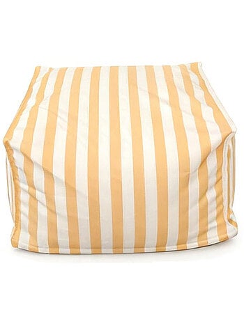 POSITANO - Pouf d’extérieur rayé vert en tissu déperlant - 55x65x35 cm