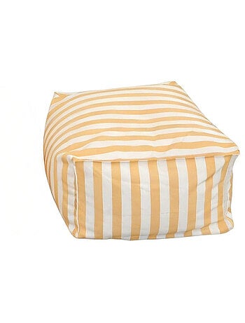 POSITANO - Pouf d’extérieur rayé vert en tissu déperlant - 55x65x35 cm