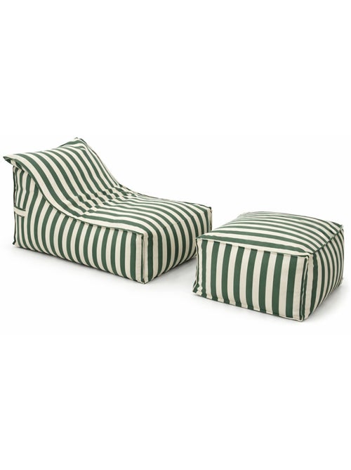 Positano ensemble de poufs exterieur rayés vert déperlant - Kiabi