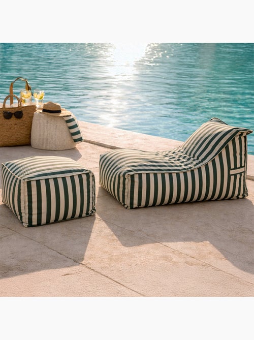Positano ensemble de poufs exterieur rayés vert déperlant - Kiabi