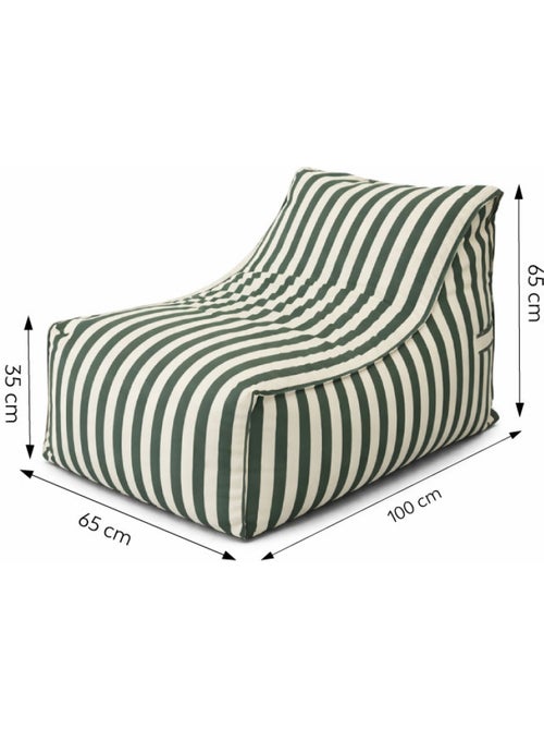 Positano ensemble de poufs exterieur rayés vert déperlant - Kiabi