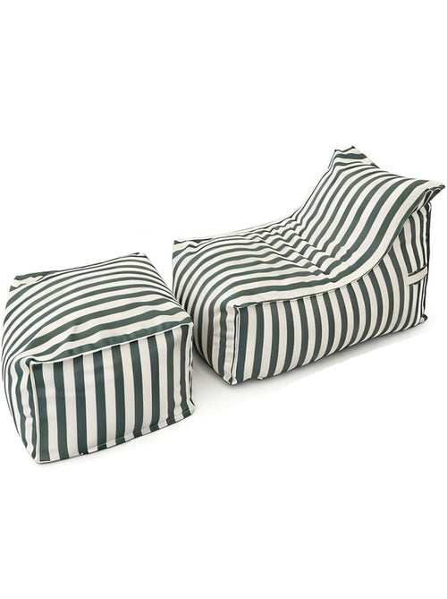 Positano ensemble de poufs exterieur rayés vert déperlant - Kiabi