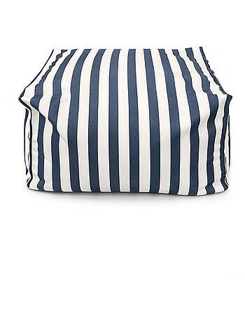 POSITANO Pouf exterieur rayé vert déperlant 55x65x35 cm