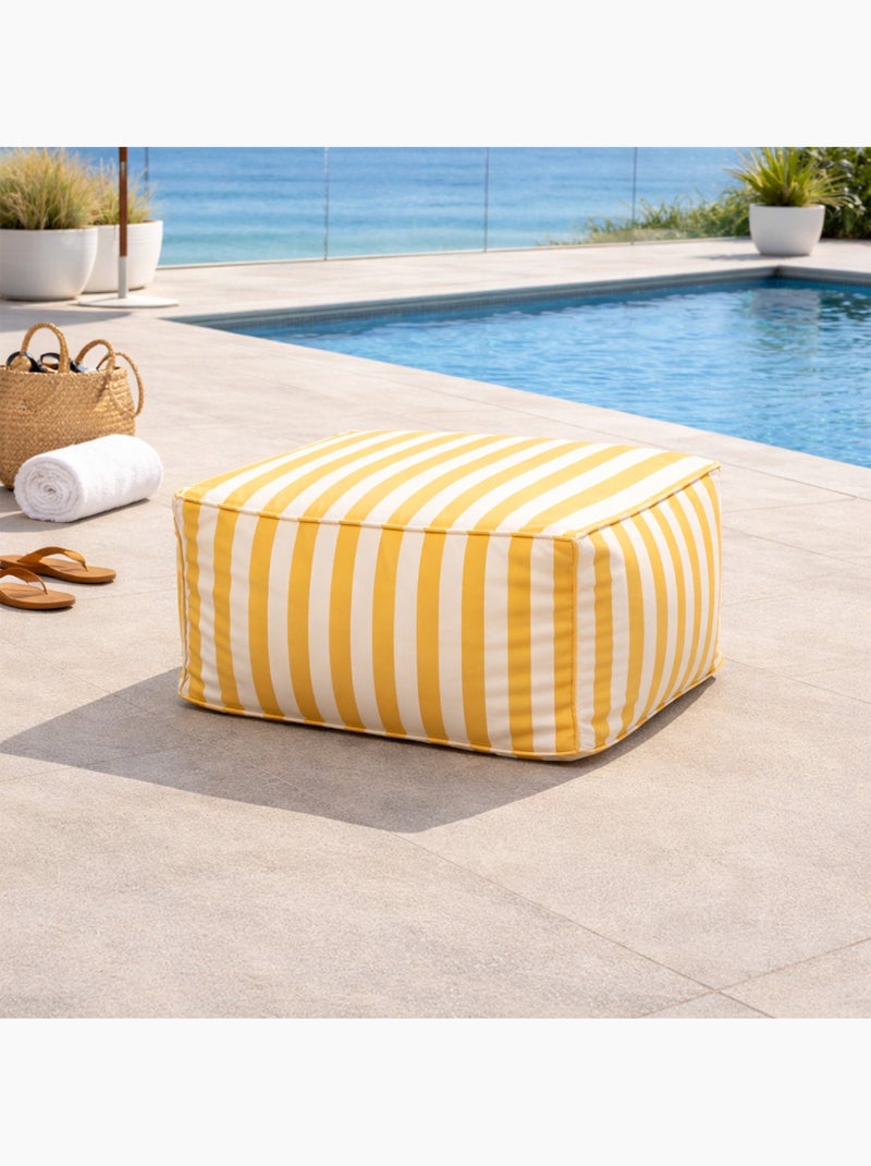POSITANO Pouf exterieur rayé jaune déperlant 55x65x35 cm Jaune or - Kiabi