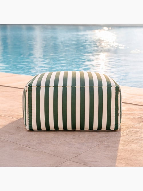 POSITANO Pouf exterieur rayé vert déperlant 55x65x35 cm - Kiabi POSITANO Pouf exterieur rayé vert déperlant 55x65x35 cm - Kiabi
