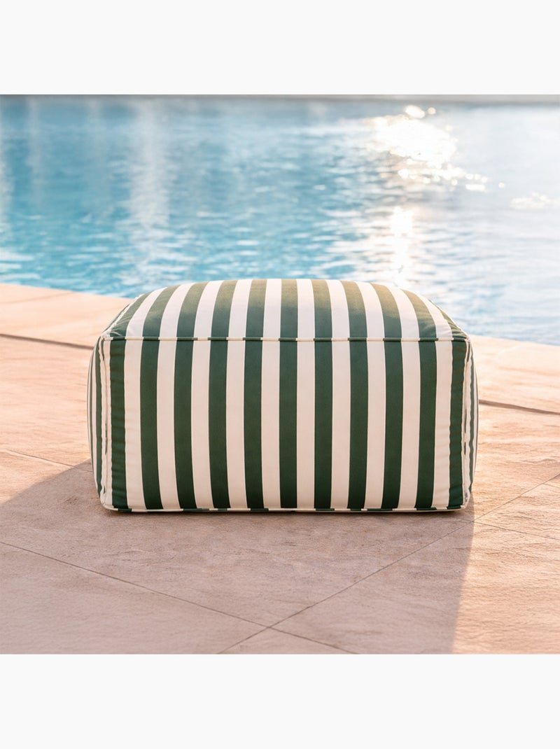 POSITANO Pouf exterieur rayé vert déperlant 55x65x35 cm Vert clair - Kiabi