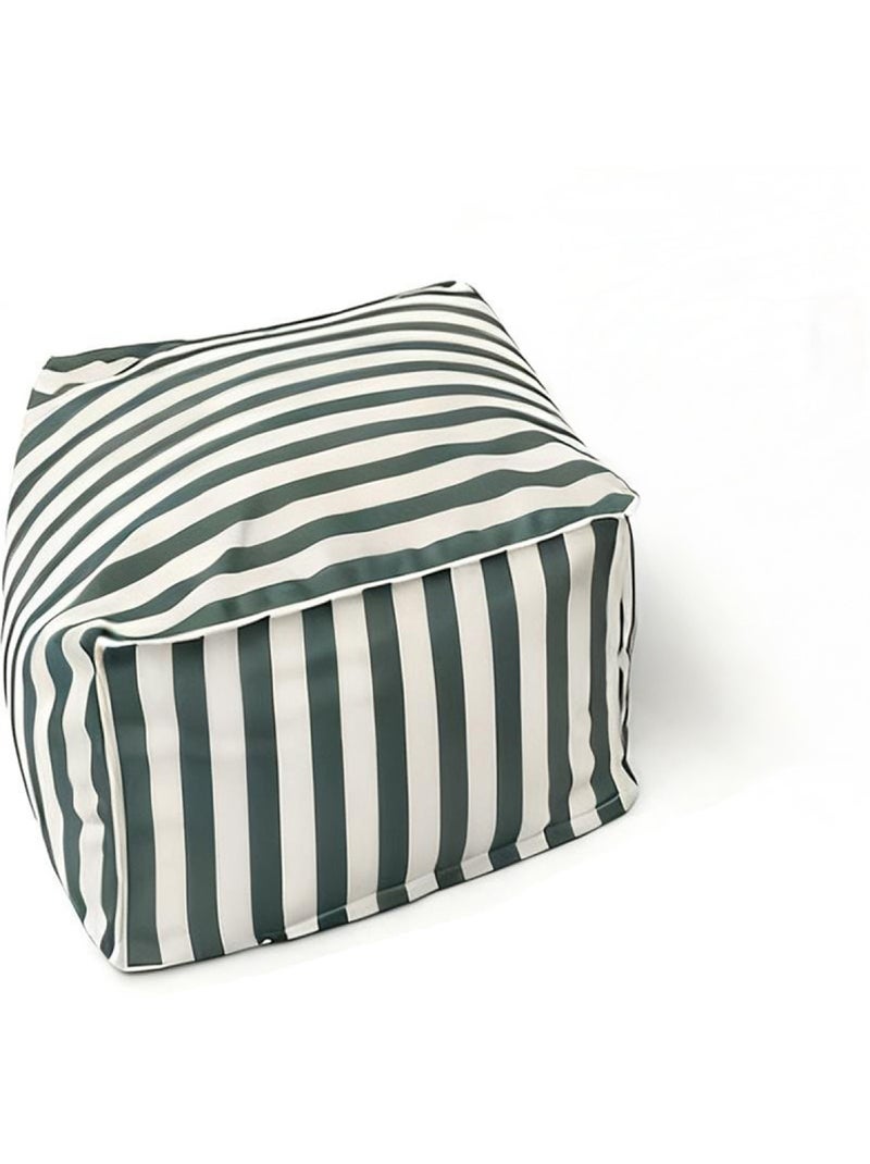 POSITANO Pouf exterieur rayé vert déperlant 55x65x35 cm Vert clair - Kiabi