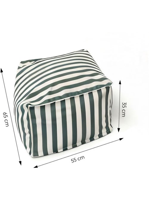 POSITANO Pouf exterieur rayé vert déperlant 55x65x35 cm - Kiabi POSITANO Pouf exterieur rayé vert déperlant 55x65x35 cm - Kiabi