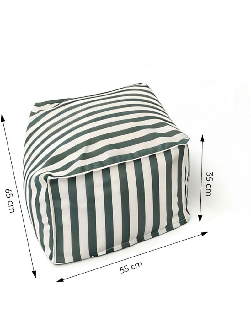 POSITANO Pouf exterieur rayé vert déperlant 55x65x35 cm Vert clair - Kiabi