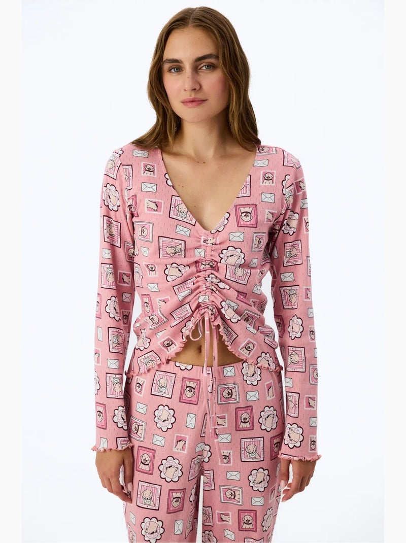 Postcard pointel t-shirt à manches longues haut de pyjama penti Rose clair - Kiabi