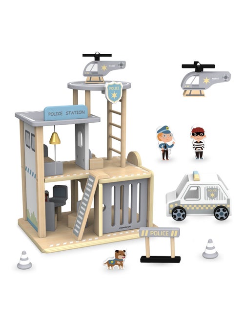 Poste de police en bois avec voiture et hélicoptère Mamabrum - Kiabi Poste de police en bois avec voiture et hélicoptère Mamabrum - Kiabi