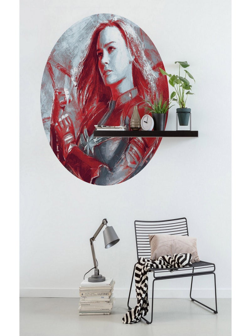 Poster autocollant forme ronde Avengers Captain Marvel peinture - Carol Danvers Brie Larson - 125 cm Multicolore - Kiabi
