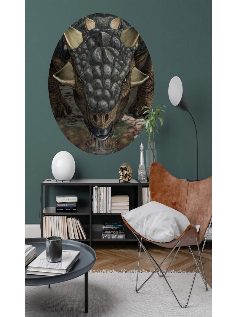 Poster autocollant forme ronde Dinosaure Tarchia - 125 cm Multicolore - Kiabi