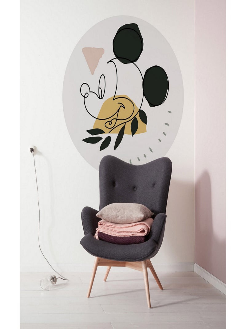 Poster autocollant forme ronde Disney visage de Mickey Art Moderne - 125 cm Multicolore - Kiabi