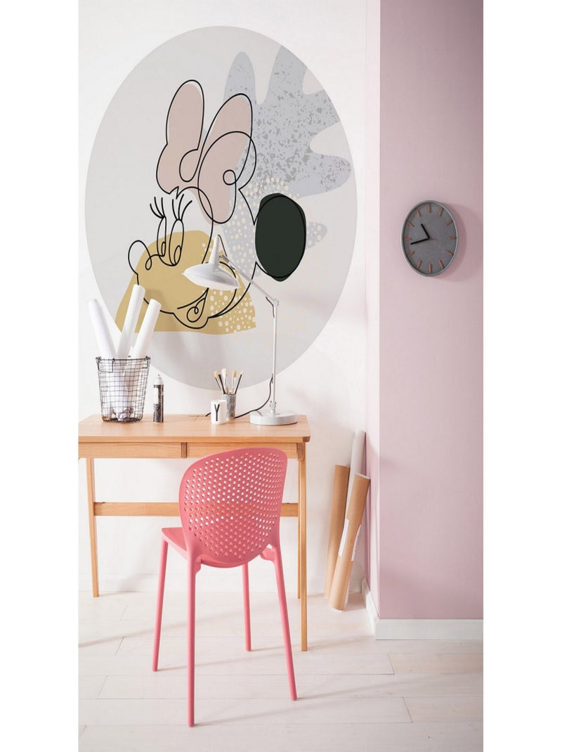 Poster autocollant forme ronde Disney visage de Minnie Art Moderne - 125 cm Multicolore - Kiabi