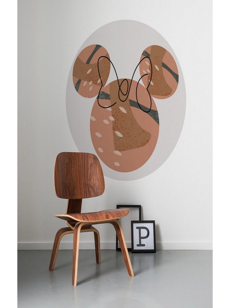 Poster autocollant forme ronde Disney visage Minnie couleur terre battue Modern Art - 125 cm Multicolore - Kiabi