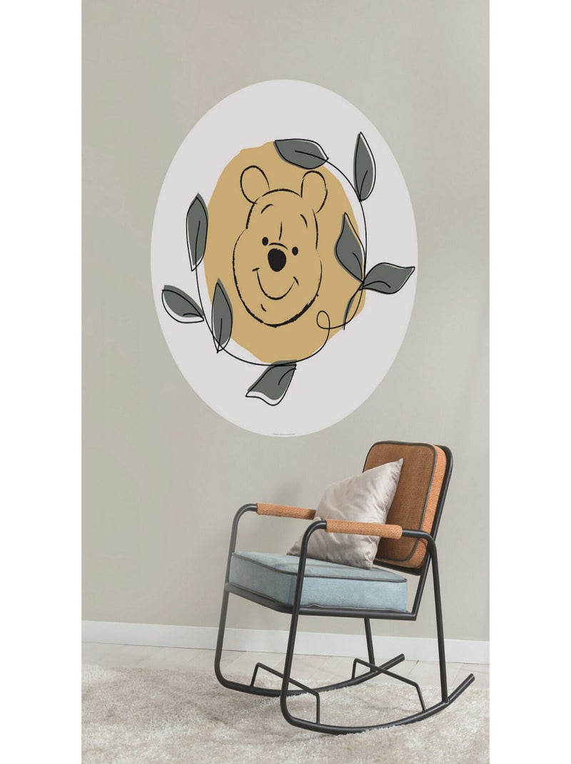 Poster autocollant forme ronde Disney visage Winnie l’ourson et feuilles - 125 cm Multicolore - Kiabi