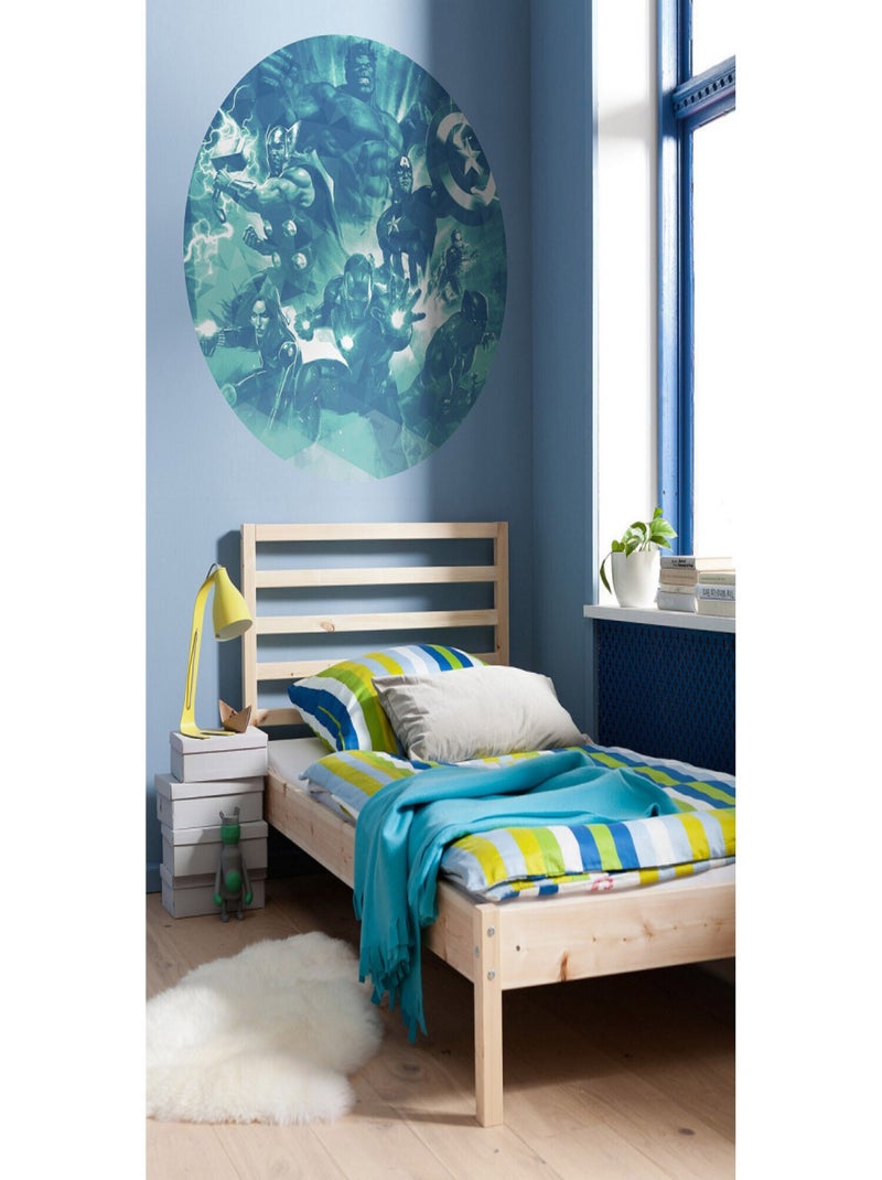 Poster autocollant forme ronde Marvel Avengers 7 personnages couleur bleue - 125 cm Multicolore - Kiabi
