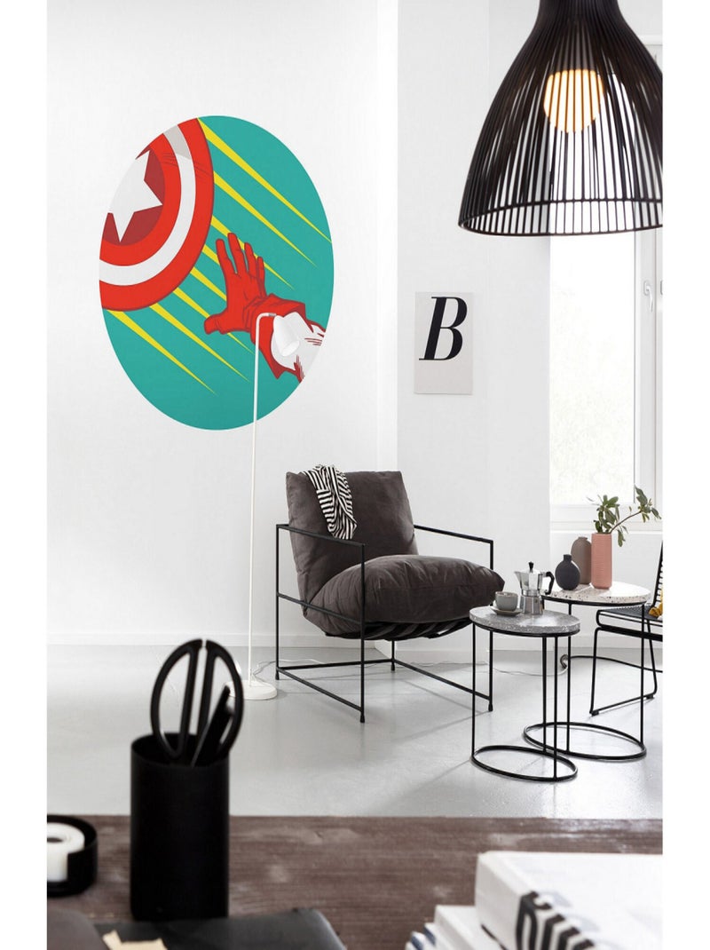 Poster autocollant forme ronde Marvel Avengers Bouclier Capitaine América Pop Art - 125 cm Multicolore - Kiabi