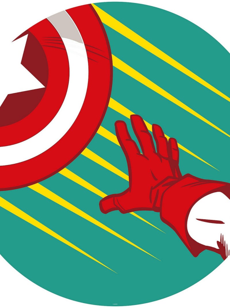 Poster autocollant forme ronde Marvel Avengers Bouclier Capitaine América Pop Art - 125 cm Multicolore - Kiabi