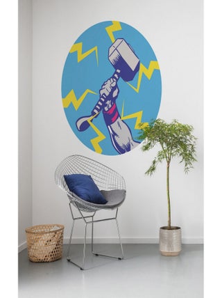 Poster autocollant forme ronde Marvel Avengers Marteau de Thor Pop Art - 125 cm