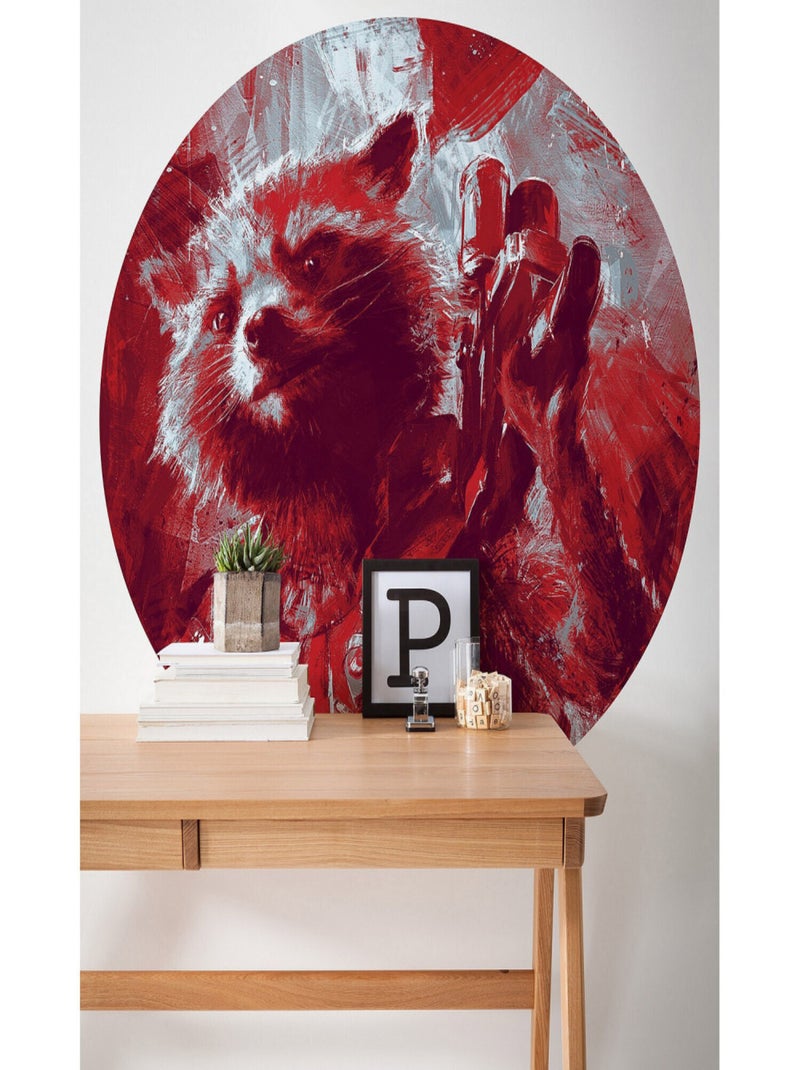 Poster autocollant forme ronde Marvel Avengers Rocket Raccoon peinture - 125 cm Multicolore - Kiabi