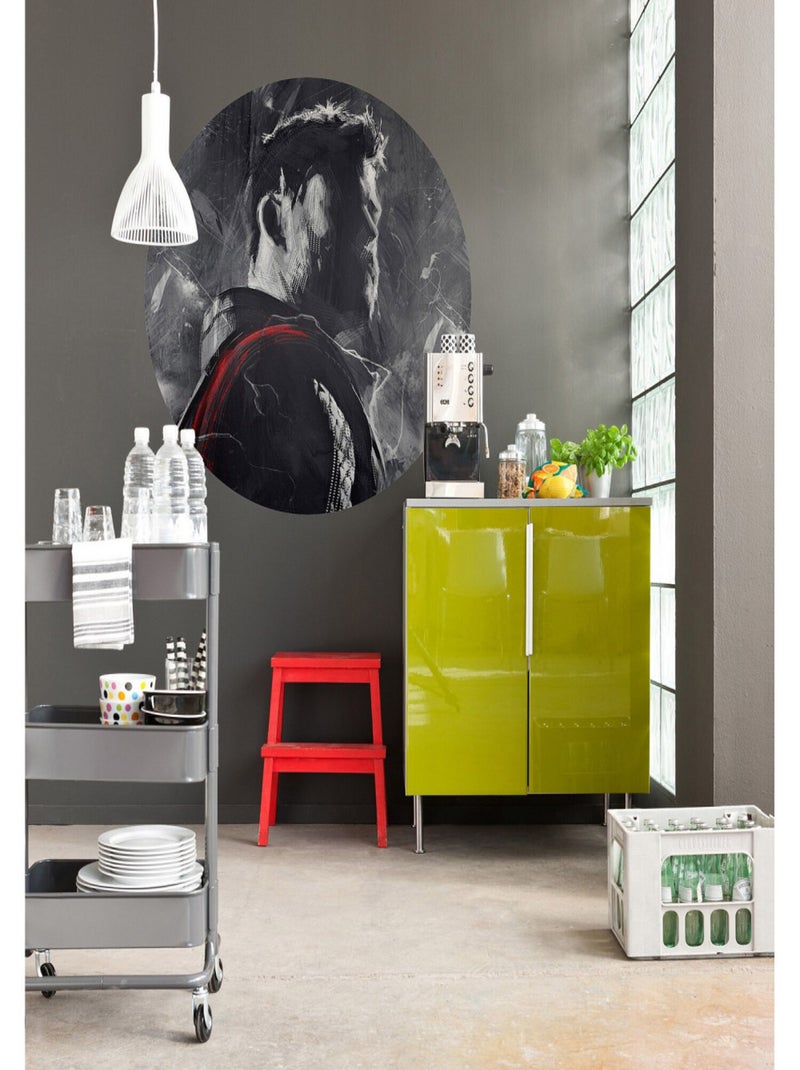 Poster autocollant forme ronde Marvel Avengers Thor peinture Chris Hemsworth - 125 cm Multicolore - Kiabi