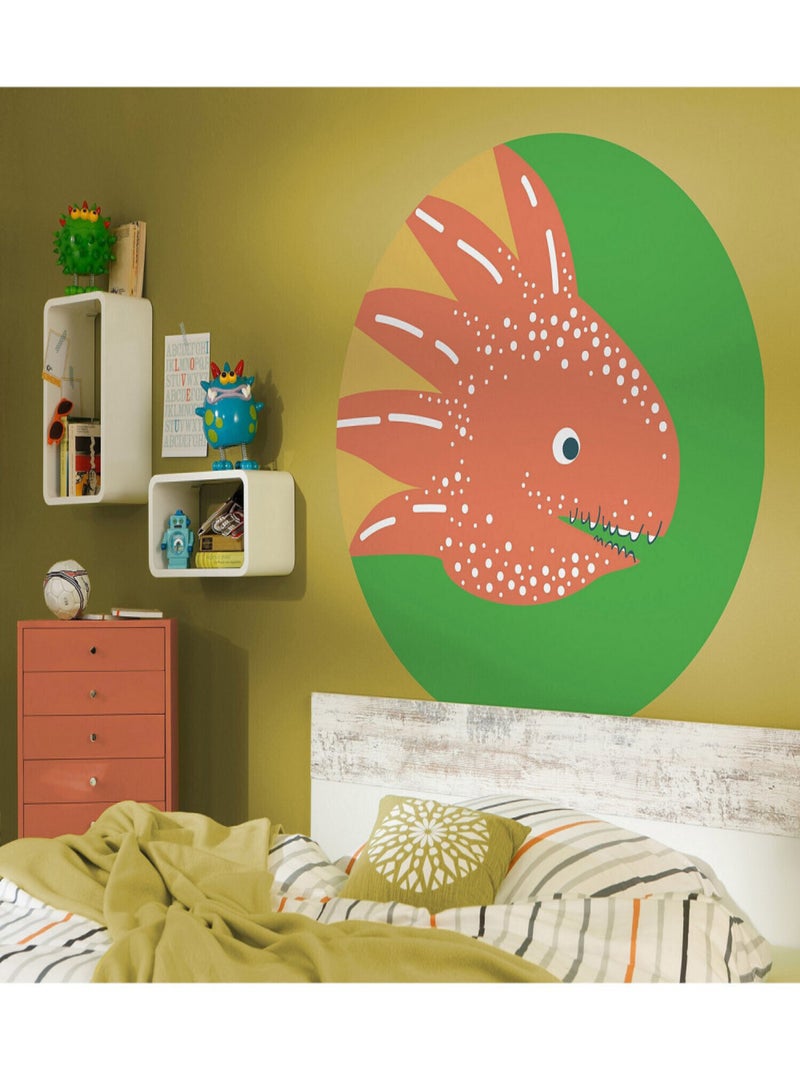 Poster autocollant forme ronde Petit Dinosaure Proto - 125 cm Multicolore - Kiabi