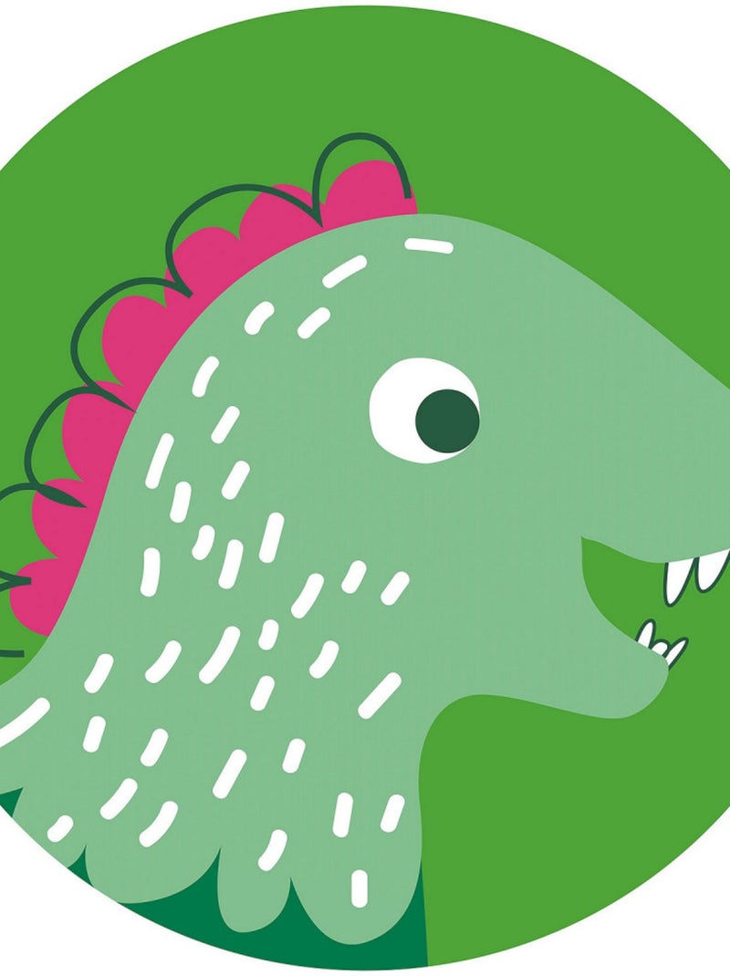 Poster autocollant forme ronde Petit Dinosaure Tyrannosaure - 125 cm Multicolore - Kiabi