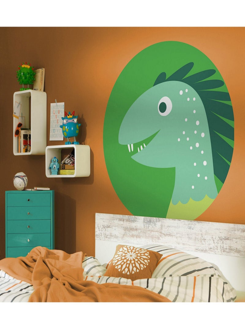 Poster autocollant forme ronde Petit Dinosaure Velocyraptor - 125 cm Multicolore - Kiabi