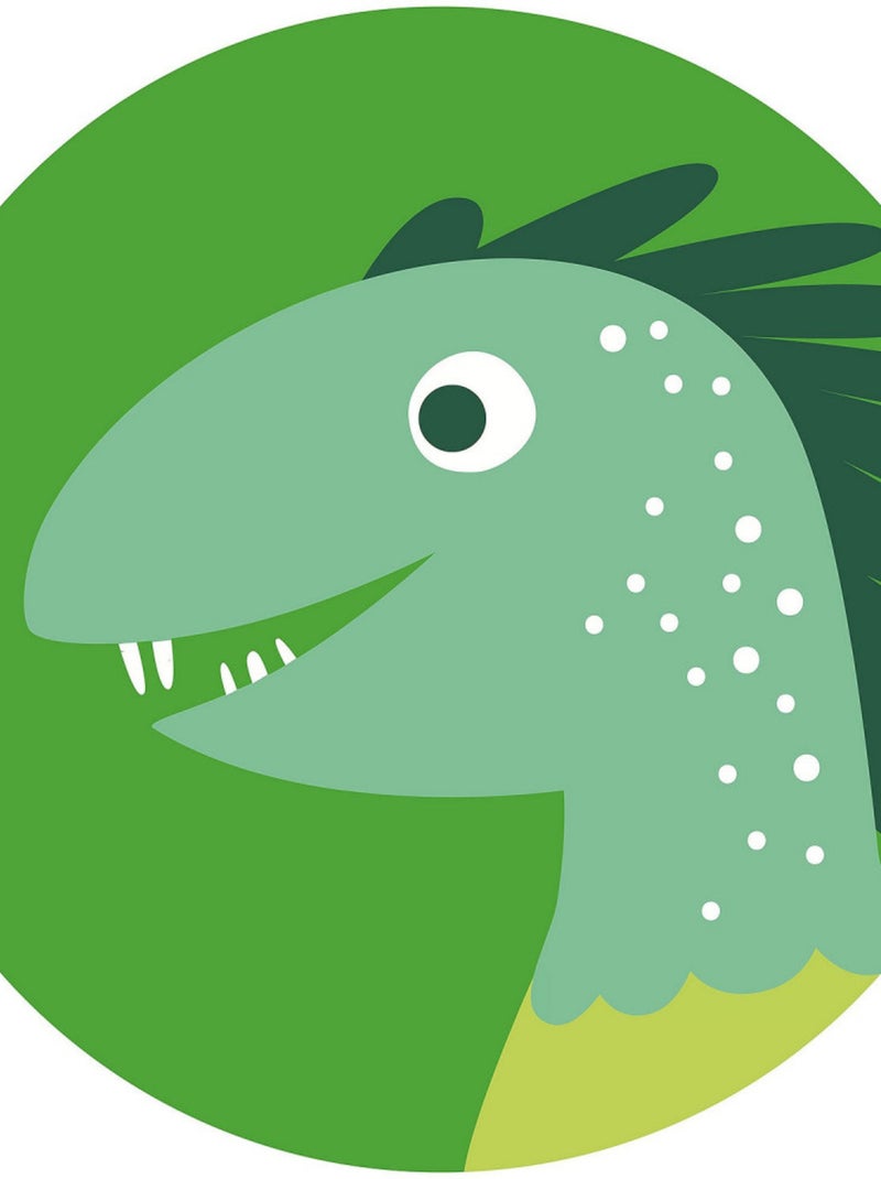 Poster autocollant forme ronde Petit Dinosaure Velocyraptor - 125 cm Multicolore - Kiabi