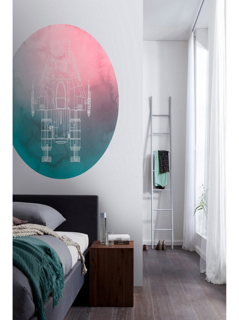 Poster autocollant forme ronde Star Wars A-Wing - 125 cm Multicolore - Kiabi