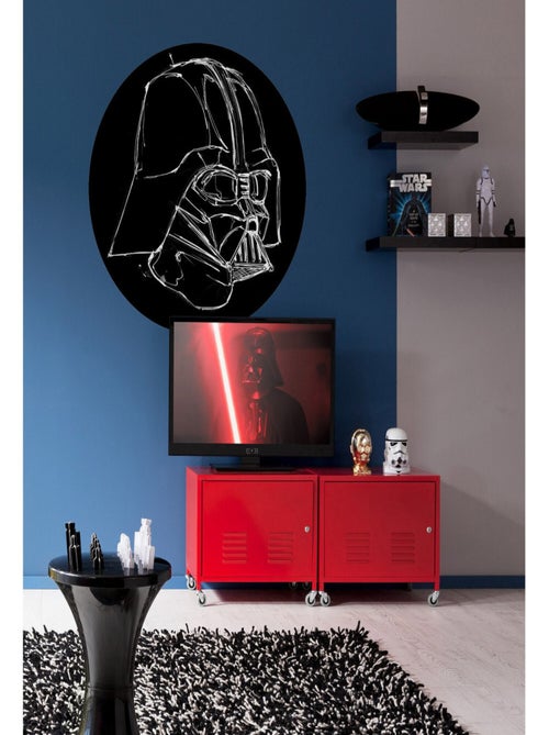 Poster autocollant forme ronde Star Wars Darth Vador sur fond noir - 125 cm - Kiabi