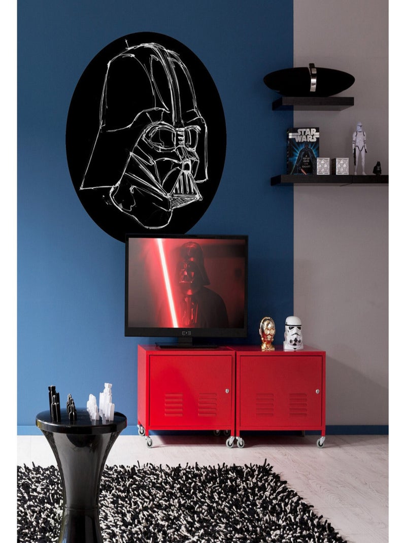 Poster autocollant forme ronde Star Wars Darth Vador sur fond noir - 125 cm Multicolore - Kiabi